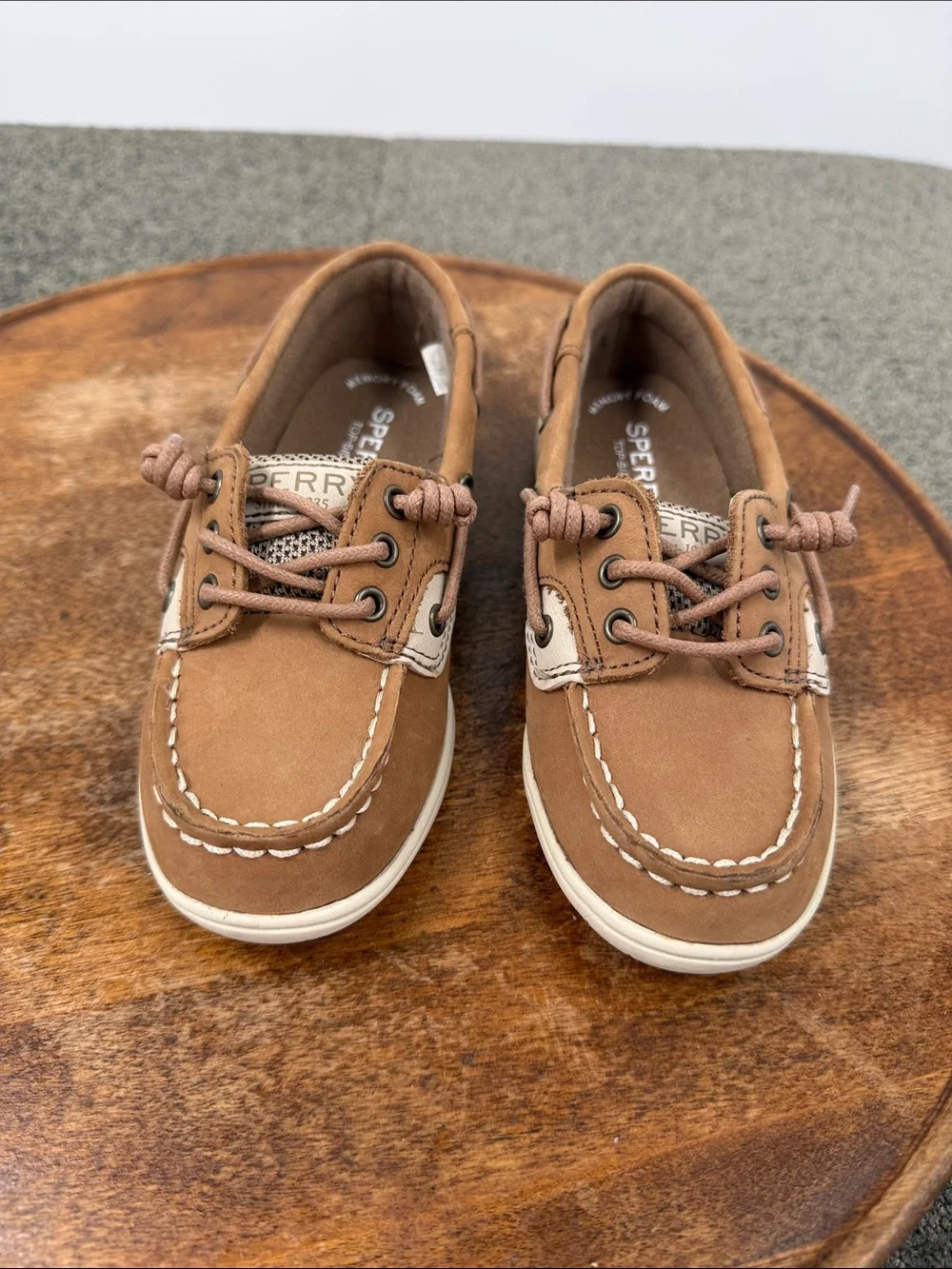 Sperry Shoes Kids 12.5 M Shoresider 3 Eye Tan Leather Boat Moccasin Girls Boys